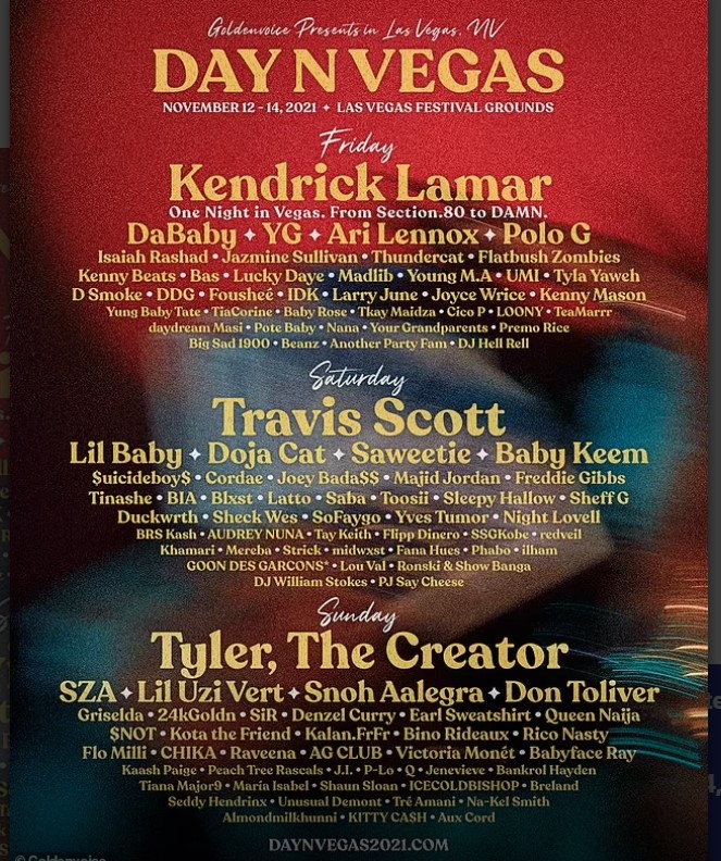 Kendrick Lamar, Travis Scott And Tyler, The Creator Lead 2021 Day N Vegas Lineup