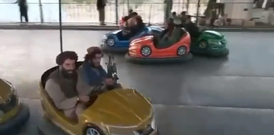 Taliban Militants Seen PLAYING at Amusement Park After Kabul Take Over