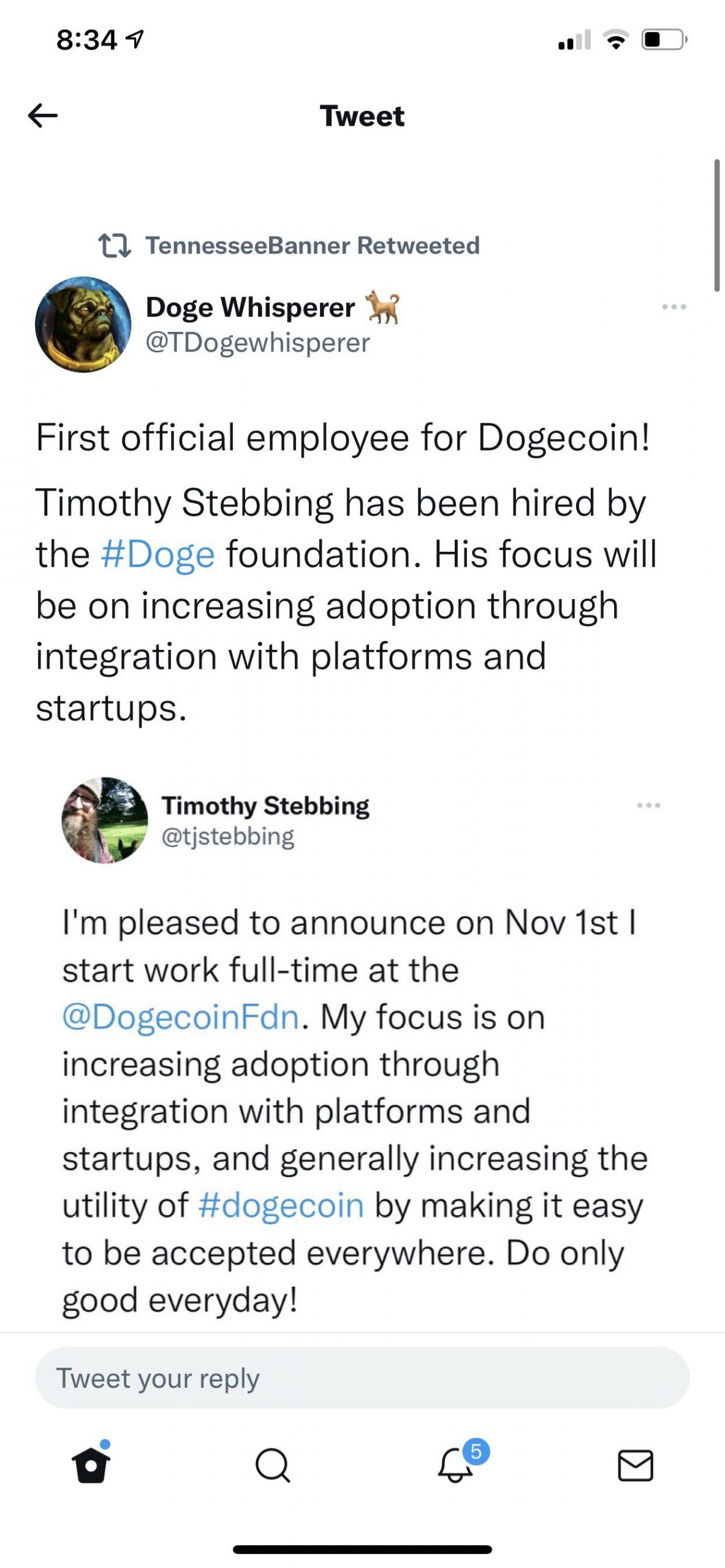 First Official Employee for Dogecoin 