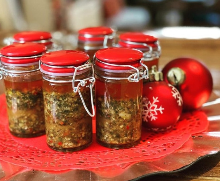 Chimichurri jars, an exotic good for countries that are not used to using it