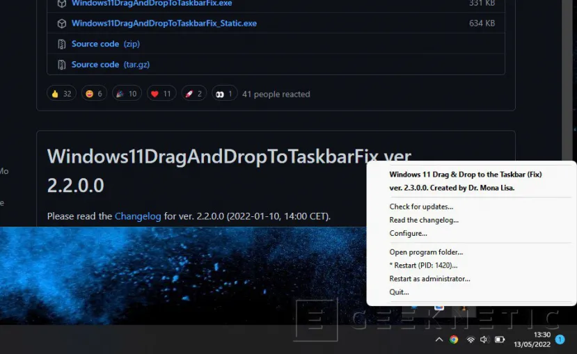 Geeknetic How to Activate Drag and Drop Files on Windows Taskbar 11 5
