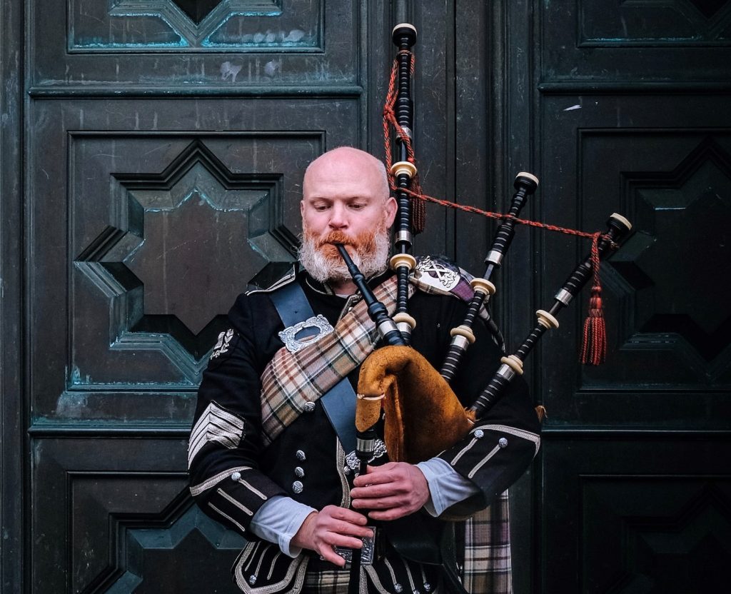 musician with bagpipes